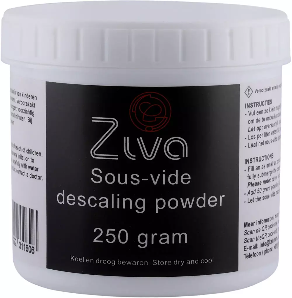 Ziva sous-vide descaling powder