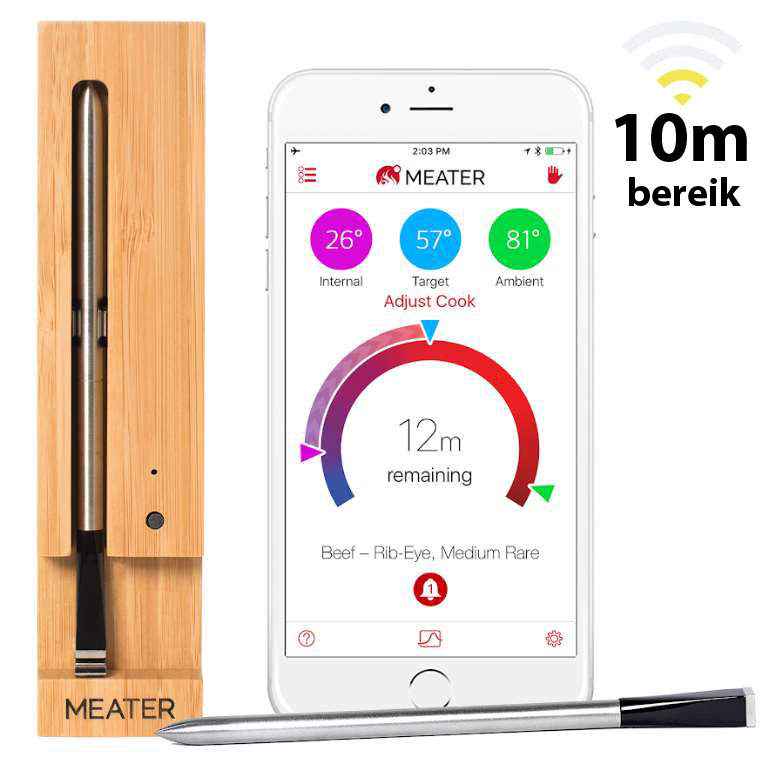 Meater smart wireless meat thermometer (with app, approx. 10 meter range)