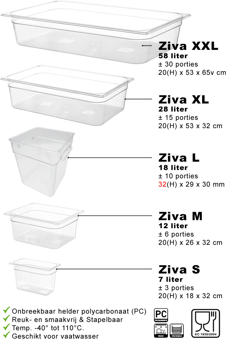 Ziva Large sous-vide water container + lid