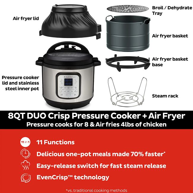 Instant Pot 8L Duo Crisp multicooker met airfryer
