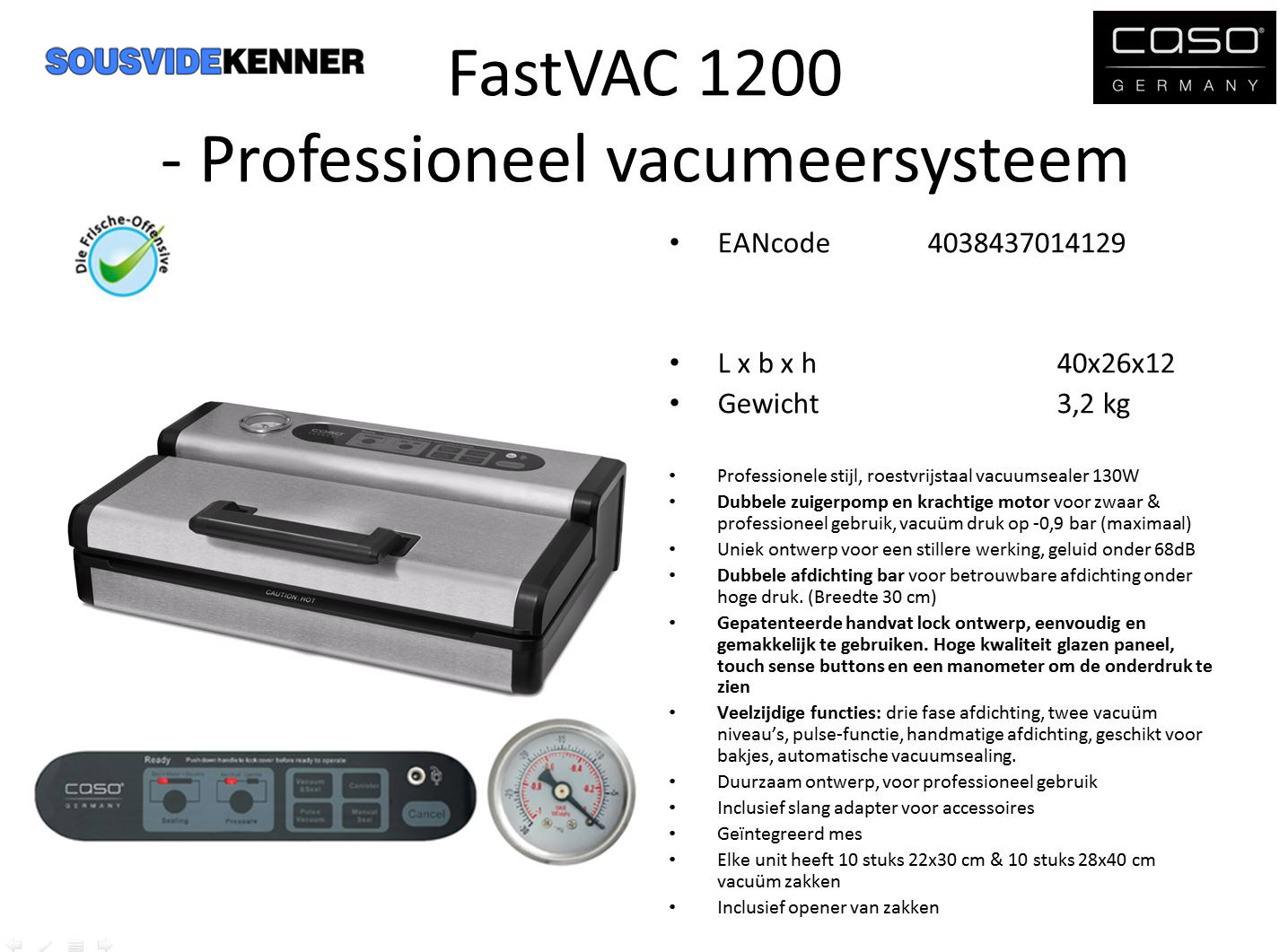 Caso FastVAC 1200 professionele vacuümmachine