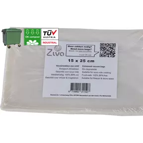 Ziva biologisch afbreekbare vacuümzakken reliëf 15x25cm (50 stuks)