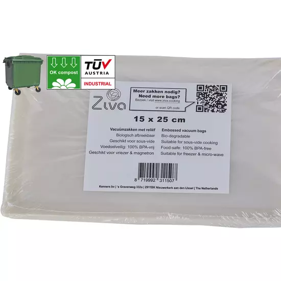 Ziva biologisch afbreekbare vacuümzakken reliëf 15x25cm (50 stuks)