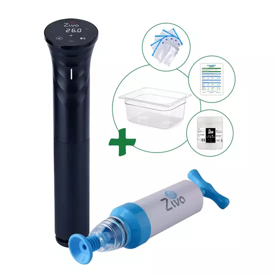 Ziva Savant + Handvakuumpumpe + 12-Liter-Wasserbehälter-Bundle + Ziploc Mix