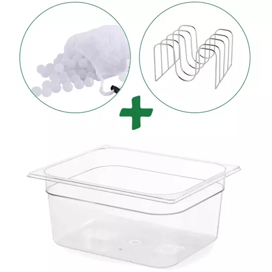 Ziva Sous Vide Accessory Set  - Water bowl 12L + separating rack & insulation balls