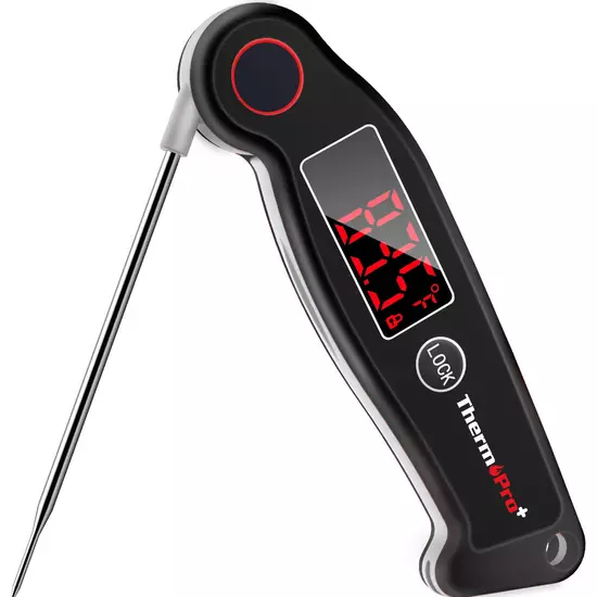 ThermoPro TP19 Digitale waterdichte vleesthermometer met direct afleesbare temperatuur en automatisch aanpasbaar LED-display