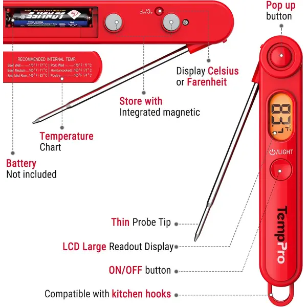 TempPro Digital Thermometer TP03B for Direct Temperature Measurement